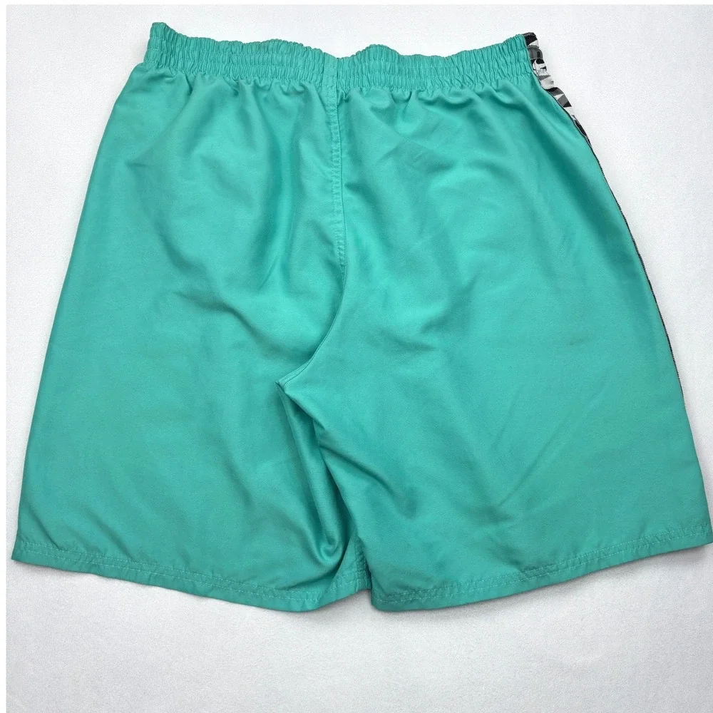 Nike Mens Large Teal Green Logo Taped Board Shorts Swim Trunks NESSC472 Large L